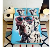 Sábana Bajera 3D Impresa Perro Dálmata Microfibra Bolsillo Profundo Antideslizante Dálmata Mattress Fitted Cover Lavable para Adultos Jóvenes Cama Completa Protección 180x200x25cm