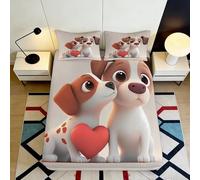 Sábana Bajera 3D Impresa Perro Lindo Microfibra Bolsillo Profundo Antideslizante Cama Juego Mattress Fitted Cover Lavable 90x200x25cm