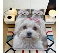 Sábana Bajera 3D Impresa Perro Microfibra Bolsillo Profundo Ropa Cama Dormitorio Perro Mattress Fitted Cover Borde Elástico Antideslizante Lavable Adultos Jóvenes 90x200x25cm