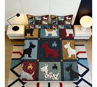 Sábana Bajera 3D Impresa Perro Patchwork Microfibra Bolsillo Profundo Antideslizante Ropa de Cama Patchwork Perro Mattress Fitted Cover Lavable Hogar 90x200x25cm