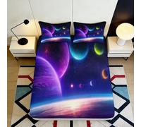 Sábana Bajera 3D Impresa Planetas Galaxia Microfibra Antideslizante Bolsillo Profundo, Ropa de Cama Dormitorio, Funda Space para Colchón Adultos Jóvenes Lavable 200x200x25cm