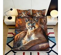 Sábana Bajera 3D Impresa Puma Microfibra Bolsillo Profundo Antideslizante Dormitorio Protector colchón Puma Lavable 200x200x25cm