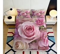 Sábana Bajera 3D Impresa Rosas Microfibra Bolsillo Profundo Juego De Cama Antideslizante Funda Colchón Rosas Adultos Jóvenes 90x200x25cm