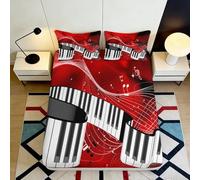 Sábana Bajera 3D Impresa Teclas de Piano Microfibra Bolsillo Profundo Antideslizante Ropa de Cama Dormitorio Piano Mattress Fitted Cover para Adultos Jóvenes 90x200x25cm