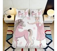 Sábana Bajera 3D Impresa Unicornio Princesa Microfibra Bolsillo Profundo Adulto Juvenil Cubrecolchón Unicornio Antideslizante Lavable 200x200x25cm