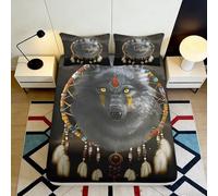 Sábana Bajera 3D Impresión Lobo Microfibra Bolsillo Profundo Dormitorio Lobo Funda de Colchón Fitted Antideslizante Lavable 160x200x25cm