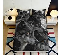 Sábana Bajera 3D Impresión Lobo Microfibra Bolsillo Profundo Ropa de Cama Cubierta Mattress Fitted Cover Lobo Antideslizante Lavable 160x200x25cm
