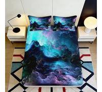 Sábana Bajera 3D Impresión Nube Nebulosa Microfibra Deep Pocket Juego de Cama Protector Mattress Fitted Cover Antideslizante Lavable Dormitorio Hogar 180x200x25cm