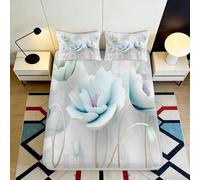 Sábana Bajera 3D Printing Floral Microfibra Bolsillo Profundo Antideslizante Flores Cama Habitacion Mattress Fitted Cover Lavable 140x200x25cm