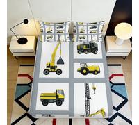 Sábana Bajera 3D Printing Vehículos de Construcción Microfibra Bolsillo Profundo Antideslizante Dormitorio Funda Mattress Fitted Cover Lavable 160x200x25cm