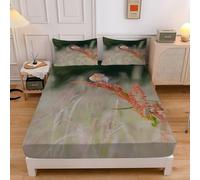 Sabana Bajera 90x190 Ajustable Planta de GorrióN Microfibra SáBana Bajera, SabáNas Infantiles con EláSticos, Adecuada para un ColchóN con Altura de 30cm con Funda de Almohada sd716