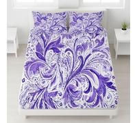 Sabana Bajera 90x190 Estilo Acuarela Sabanas Bajeras Estampadas Flores Sábana Bajera Ajustable Suaves, Elastico Funda Colchon con 2 Funda Almohada 50x80 cm, para Colchón de 30cm de Altura