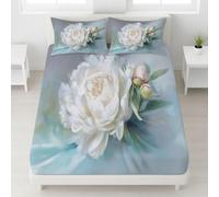 Sabana Bajera 90x190 Flores Sabanas Bajeras Estampadas PeoníAs Sábana Bajera Ajustable Suaves, Elastico Funda Colchon con 2 Funda Almohada 50x80 cm, para Colchón de 30cm de Altura