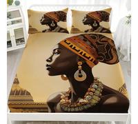 Sábana Bajera 90x190x30cm Ajustable Bolsillo Extra Profundo 30cm - Retro Tribu Africana Gente Microfibra Juegos de Cama Transpirable Antiarrugas, MarróN Suave y Cómoda Sábana Bajera para Niños