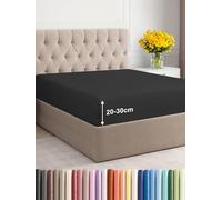 Sábana Bajera 90x200 cm - Ajustable para colchones de hasta 30 cm (12") de Altura - Microfibra cepillada Suave - Antideslizante, Resistente al Lavado y sin Arrugas - Certificada Oeko-Tex - Negro