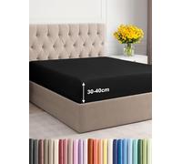 Sábana Bajera Ajustable 100x200 cm - Alto Especial 40 cm Colchón Alto - Sábanas Bajeras Microfibra Suave Transpirable y Antiarrugas - Bajera Cama con Goma Elástica - Oeko-Tex - Bed Sheets - Negro