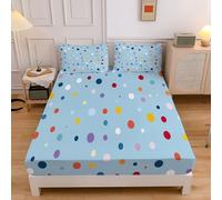 Sábana Bajera Ajustable 105x190cm Minimalismo Geometría, Microfibra Lavable Cubre Colchon, Colorido Lunares Transpirable Bed Sheets 30cm Profundidad Sabanas Cama 105 Mattress Protector, Azul