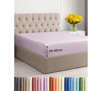 Sábana Bajera Ajustable 120x190 cm Lavanda - Bolsillo Profundo de 40cm (16") - Microfibra Premium Cepillada - Suave, Antiarrugas y Transpirable - Hipoalergénica y Certificada OEKO-TEX Standard 100