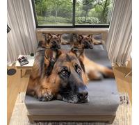 Sábana Bajera Ajustable 120x200 Pastor Alemán Sábanas de Microfibra Infantil Perro Funda de Colchón Sábana con Elástica Bolsillo Profundo 30 cm Sabanas Cama 120 XCW3825