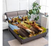 Sábana Bajera Ajustable 150 x 190 Burro, Sábanas de Microfibra Animales de Granja Funda de Colchón Sábana con Elástica Bolsillo Profundo 30 cm, Sabanas Cama 150 C.L26