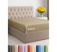 Sábana Bajera Ajustable 150x200 cm Beige - Bolsillo Profundo de 40cm (16") - Microfibra Premium Cepillada - Suave, Antiarrugas y Transpirable - Hipoalergénica y Certificada OEKO-TEX Standard 100