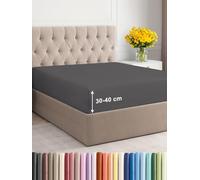 Sábana Bajera Ajustable 160x200 cm - Alto Especial 40 cm Colchón Alto - Sábanas Bajeras Microfibra Suave Transpirable y Antiarrugas - Bajera Cama con Goma Elástica - Oeko-Tex - Sheets - Gris Oscuro