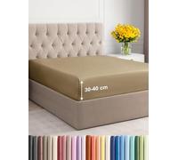 Sábana Bajera Ajustable 160x200 cm - Alto Especial 40 cm Colchón Alto - Sábanas Bajeras Microfibra Suave Transpirable y Antiarrugas - Bajera Cama con Goma Elástica - Oeko-Tex - Bed Sheets - Beige