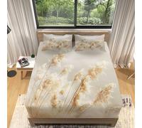 Sábana Bajera Ajustable 160x200 Estilo Campestre, Sábanas de Microfibra Paja Funda de Colchón Sábana con Elástica Bolsillo Profundo 30 cm, Sabanas Cama 160 C.L2176