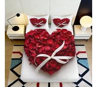 Sábana Bajera Ajustable 3D Impresa Corazón de Rosas Microfibra Antideslizante Borde Elástico Funda de Colchón Corazón Rosas Lavable Dormitorio Adultos 90x200x25cm