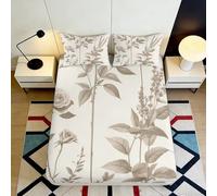 Sábana Bajera Ajustable 3D Impresa Motivo Vegetal Microfibra Bolsillo Profundo Antideslizante Protectora Mattress Fitted Cover Lavable Transpirable para Dormitorio Hogar Adultos 180x200x25cm