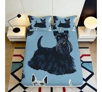 Sábana Bajera Ajustable 3D Impresa Scottish Terrier Microfibra Bolsillo Profundo Juego Ropa Cama Lavable Cubierta Ajustada Scottish Dog Antideslizante Envolvente 200x200x25cm