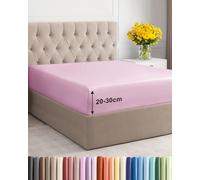 Sábana Bajera Ajustable 80x200 cm Rosa - Bolsillo Profundo de 30cm (12") - Microfibra Premium Cepillada - Suave, Antiarrugas y Transpirable - Hipoalergénica y Certificada OEKO-TEX Standard 100