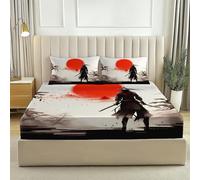Sábana Bajera Ajustable 90 x 190 cm, Abstracto Animales Flamenco Pintura Al Óleo Rojo Negro Sábana Bajera Ajustable Bolsillo Extra Profundo Impresas de Microfibra Suave con Fundas de Almohada