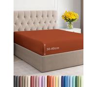 Sábana Bajera Ajustable 90x190 cm Terracota - Bolsillo Profundo de 40cm (16") - Microfibra Premium Cepillada - Suave, Antiarrugas y Transpirable - Hipoalergénica y Certificada OEKO-TEX Standard 100