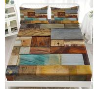 Sábana Bajera Ajustable 90x190 Tablero de Madera Antiguo Sábanas de Microfibra Infantil de Estilo Rústicode Madera Funda de Colchón Sábana con Elástica Bolsillo Profundo 30 cm Sabanas Cama 90 XCW3334