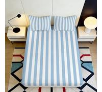 Sábana bajera ajustable a rayas con estampado 3D, funda de cama de microfibra, antideslizante, suave para el hogar