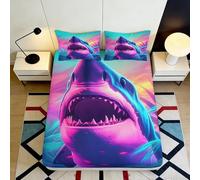Sábana bajera ajustable con estampado 3D de tiburón oceánico, funda de cama de microfibra, antideslizante