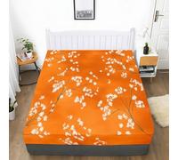 Sábana bajera ajustable con estampado de arte chino, para cama de tamaño Super King, de microfibra, diseño de plantas y ramas de flores pequeñas, suave, transpirable, resistente a la decoloración