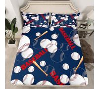 Sábana bajera ajustable de béisbol tamaño M, impresión 3D, juegos de pelota, funda de colchón con 1 funda de almohada, funda nórdica de poliéster con 1 funda de almohada, funda nórdica de bolsillo