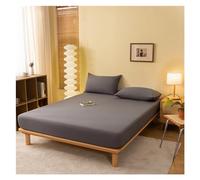 Sábana bajera ajustable de color sólido con banda elástica, funda de colchón individual, doble, king, de algodón, agradable a la piel, para uso en hogares y hoteles (Shen hui, fundas de almohada de 48