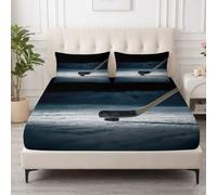 Sábana bajera ajustable de hockey sobre hielo, microfibra, hasta 30 cm, fácil de limpiar, suave y cómoda, para todas las estaciones, deportes de competición, juego de decoración de 140 x 200 cm