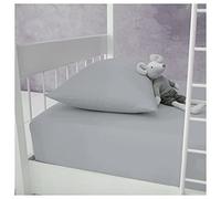 Sábana bajera ajustable de percal, 100% polialgodón, tamaño litera, súper suave, de lujo, no necesita planchado, de fácil cuidado, individual, 75x190 cm (plata)