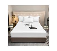 Sábana bajera ajustable de satén de Fibra de lyocell Súper suave y sedoso sábana bajera ajustable de hasta 30cm de profundidad Cama 90/120/135/150/180/200 ( Color : White , Size : Fitted sheet 200x200