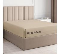 Sábana bajera ajustable doble pequeña de 120 x 190 cm, 100 % satén de algodón, 400 hilos, sábana bajera extraprofunda para colchones de hasta 40 cm, suave, transpirable, sin arrugas, certificado