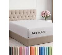 Sábana bajera ajustable extra profunda tamaño individual - Solo sábana bajera individual de lujo de hotel - Se adapta fácilmente a colchones de 45 cm a 61 cm - Suave, sin arrugas, transpirable y