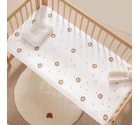Sábana Bajera Ajustable Flor Conejito León Oso Estrella Luna Imprimir Algodón Ropa De Cama Para Bebés Saco De Dormir Cuna Juegos De SáBanas Ajustables Para Cuna De Bebé (León,80x160 cm)