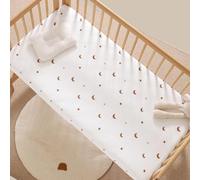 Sábana Bajera Ajustable Flor Conejito León Oso Estrella Luna Imprimir Algodón Ropa De Cama Para Bebés Saco De Dormir Cuna Juegos De SáBanas Ajustables Para Cuna De Bebé (Estrellas Luna,80x200cm)