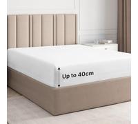 Sábana bajera ajustable individual de 90 x 190 cm, 100 % satén de algodón de 400 hilos, sábana bajera extraprofunda para colchones de hasta 40 cm, suave, transpirable, sin arrugas, certificado