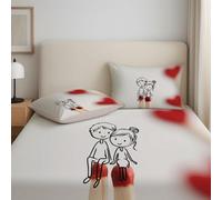 Sábana Bajera Ajustable para Cama 135|150 - Sabana Suave y Cómodo Minimalista Gente Cerillas Amor El tamaño es 150 x 200 x 30 cm - Colchón de 30cm de Altura - Beige Hoja