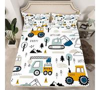 Sábana bajera ajustable para coche, 90 x 200 cm, para niños y jóvenes, para niños, de construcción, de dibujos animados, excavadoras, grúas, tractores, para adolescentes, camiones, tractores, color